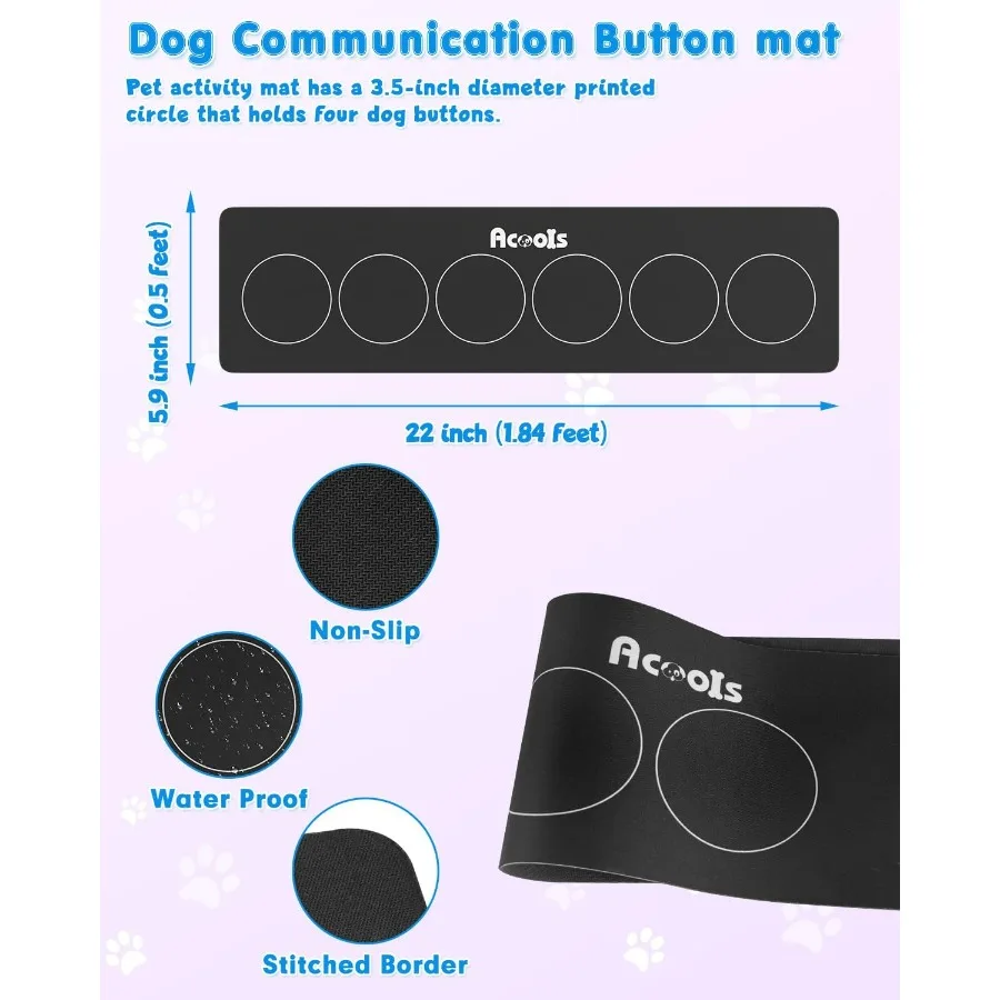 6 قطع أزرار نقاش الكلب أزرار الكلب للتواصل مع حصيرة غير قابلة للانزلاق 30s أوامر صوتية قابلة للتسجيل لتدريب كلب يتحدث #5