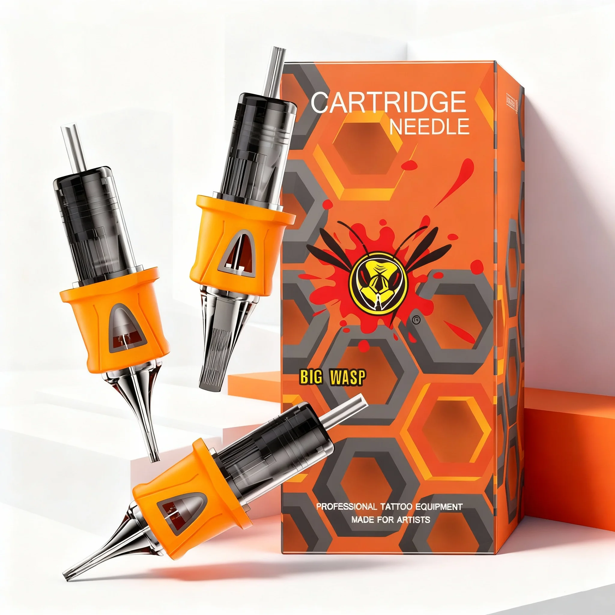 BIGWASP RL RS RM M1 إبر خرطوشة الوشم 20 قطعة/الوحدة إبرة الوشم الآمنة المعقمة القابل للتصرف لآلات الوشم السيطرة