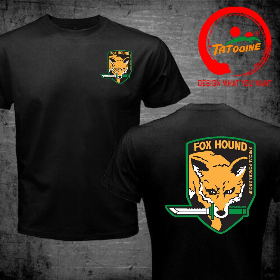 The Metal Solid Snake 5 V Foxhound Special Force Group T Shirt Men Fox Hound T-Shirt Hot Selling Clothing Military Army TeeShirt