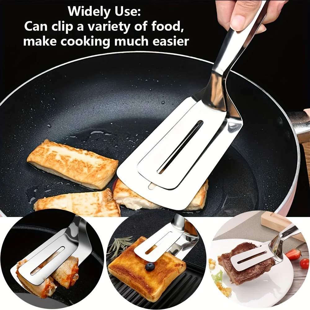 1/2/4Pcs Edelstahl Steak Clips Multifunktionale Spachtel Doppelseitige Kochen Zange Für Fisch Fleisch Pizza küche Backen Werkzeuge – Detail 12
