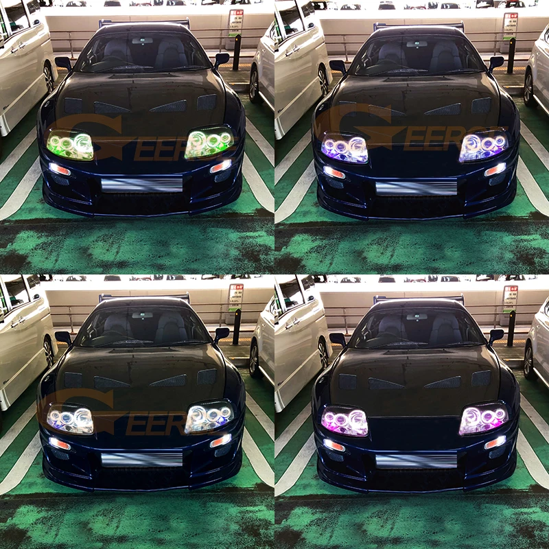 For Toyota Supra MKIV mk4 JZA80 1993 - 2000 2001 2002 Bluetooth APP Multi Color Ultra Bright RGB LED Angel Eyes Kit Car Light