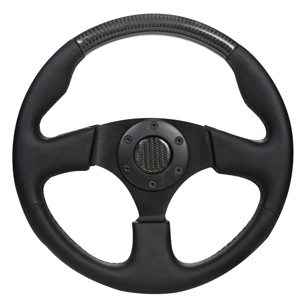 

Race Steering Wheel 330mm Classic Flat Carbon Fiber + Perated Leather Steering Wheel