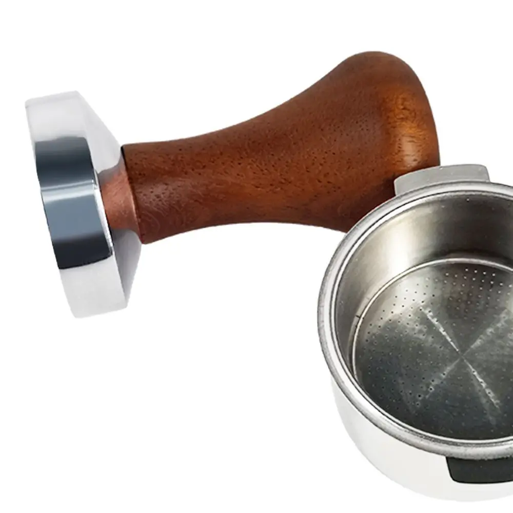 51mm/53mm/58mm Espresso Coffee Tamper Powder Hammer Wood Handle Espresso Tamper Coffee Distributor Tampers for Coffee