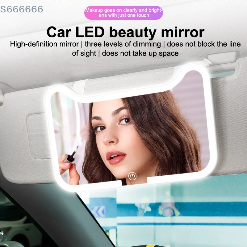 Adjustable Brightness Switchable Auto Interior Cosmetic Mirror Car Vanity Mirror Car Sun Visor Makeup Mirror LED Touch Screen
