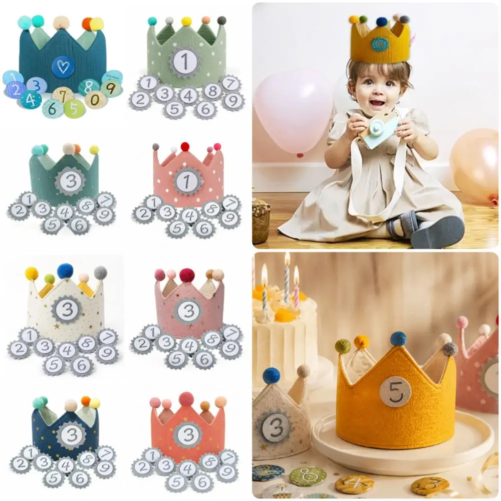 Multicolor Birthday Crown Hat 1-9 Replacement Number Birthday Party Crown Adjustable Fit Photo Props Event Party Crown