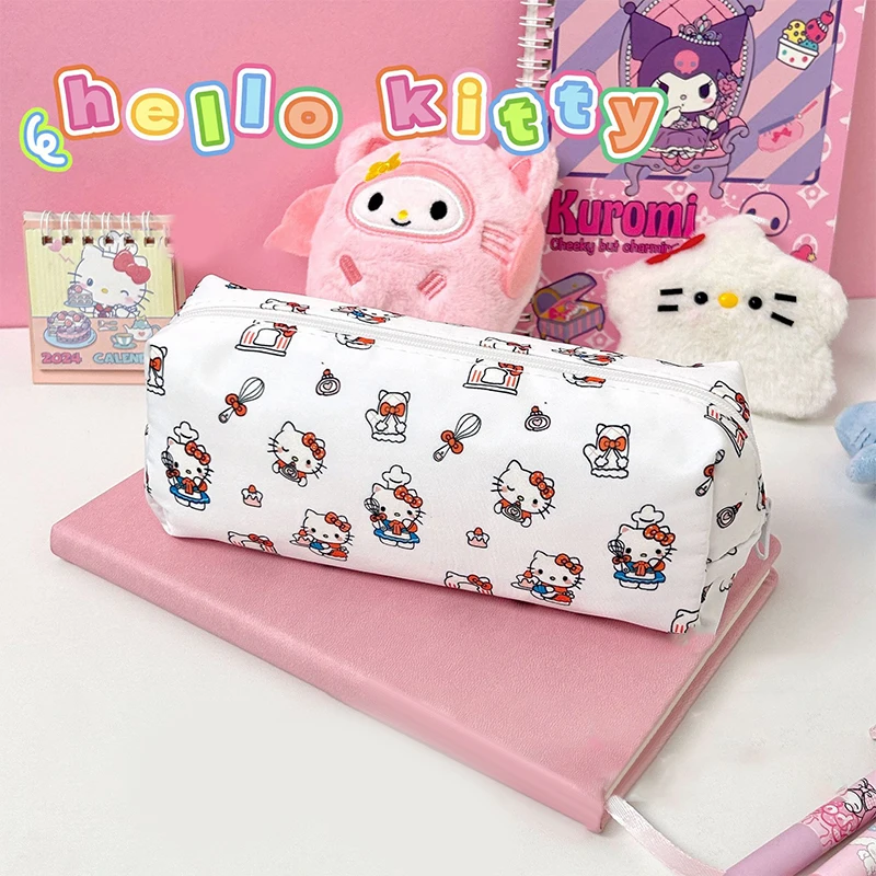 Sanrio Hello Kitty Pencil Pouch Large Capacity Pen Case Kt Cat Cosmetic Bag Girls Student Supplies Stationery Gifts