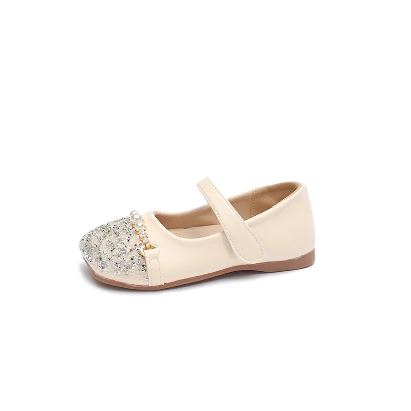 

Princess shoes Girls' 2025 Autumn New Pearl Rhinestone Baby Girl Soft Sole Performance Small Leather Shoes