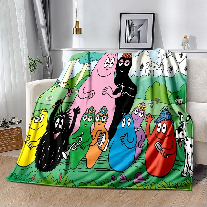 L-Les Barbapapa Cute Anime Cartoon Blanket,Soft Throw Blanket for Home Bedroom Bed Sofa Picnic Travel Office Cover Blanket Kids