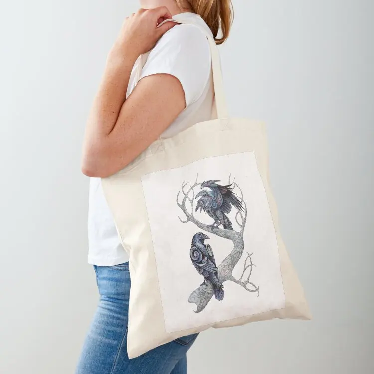 Hugin and Munin Tote Bag Portable shopping bag free delivery bags ecological bags Women's bags