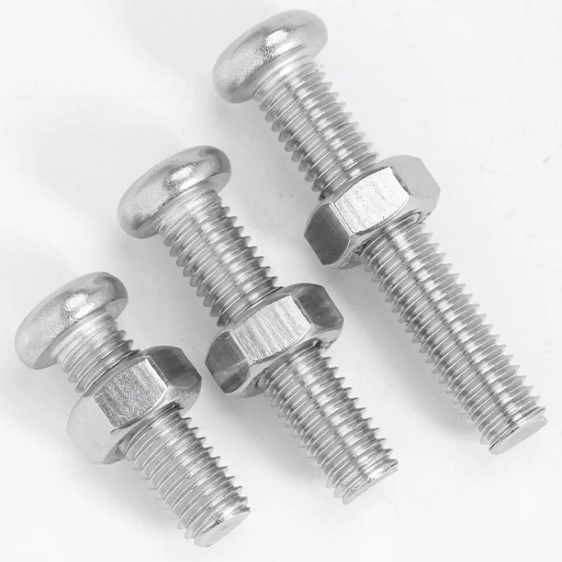 M1 M1.2 M1.4 M1.6 M2 M2.5 M3 M3.5 304 Parafusos de cabeça Phillips de aço Stianless com porcas sextavadas Conjunto de combinação de parafusos redondos cruzados