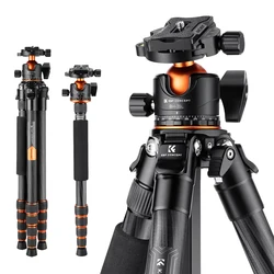 K&F Concept Professional Carbon Fiber Tripod 15kg/33lbs Max Load  Compact & Portable with 360° Ball Head & Detachable Monopod