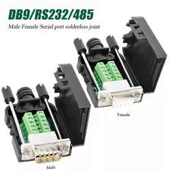 DB9 RS232 Connector D-SUB 9 Pin Male Female Plug RS485 Breakout Terminals 21-24 AWG Wire Solderless Connectors