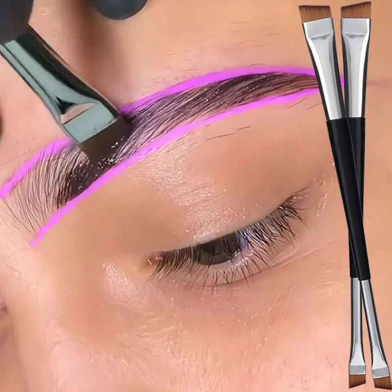 1/10 قطعة مزدوجة رئيس شفرة كحل الحاجب فرشاة المحمولة لينة شقة غرامة العين اينر الحاجب كونتور ماكياج فرش أدوات تجميل مجموعة #2