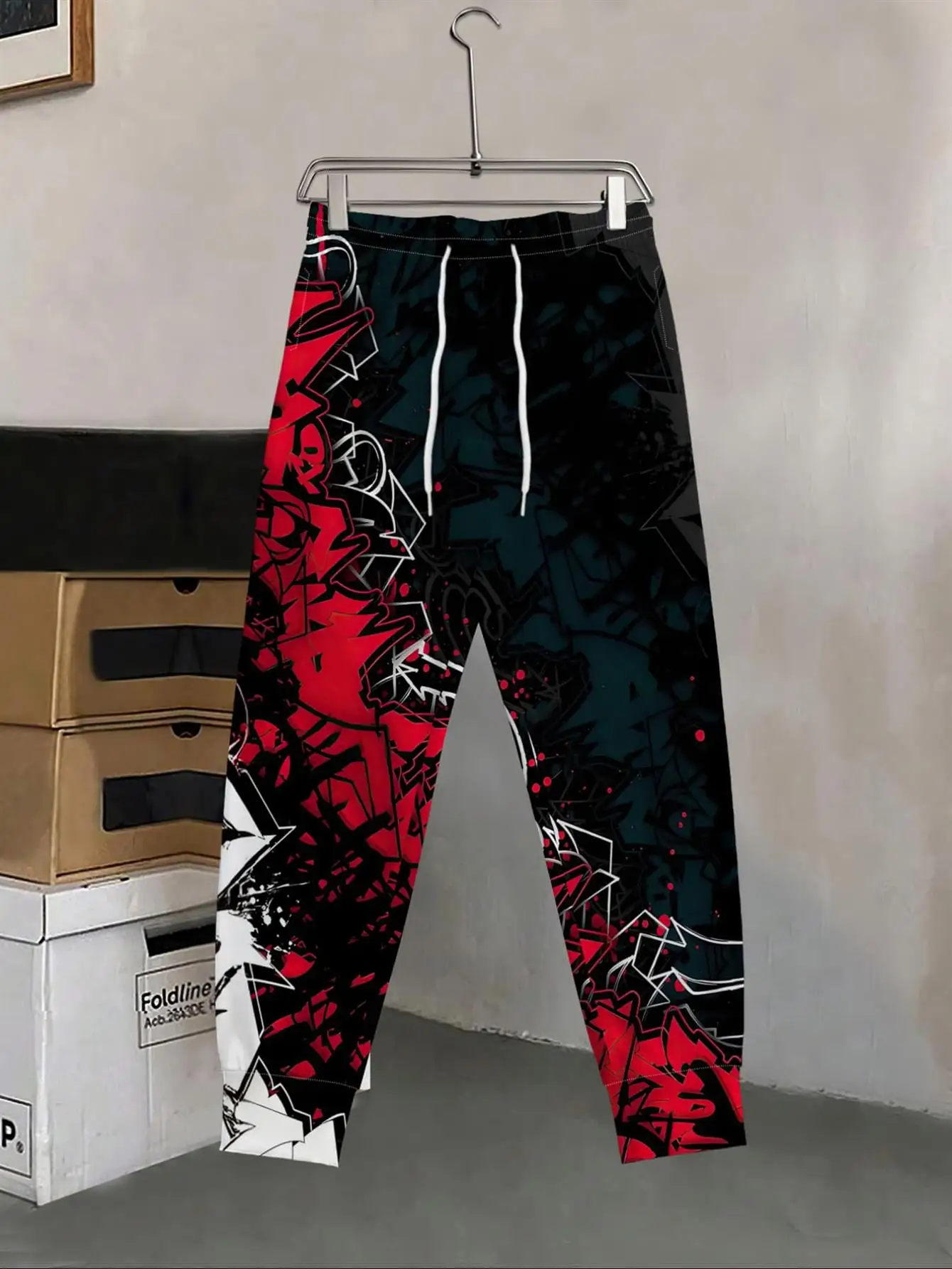 Neuheiten: Graffiti Love Peace Print Unisex Jogginghose, Gerade Geschnitten, Hip-Hop Streetwear Sweatpants, Urbanes Alltagsoutfit – Detail 9