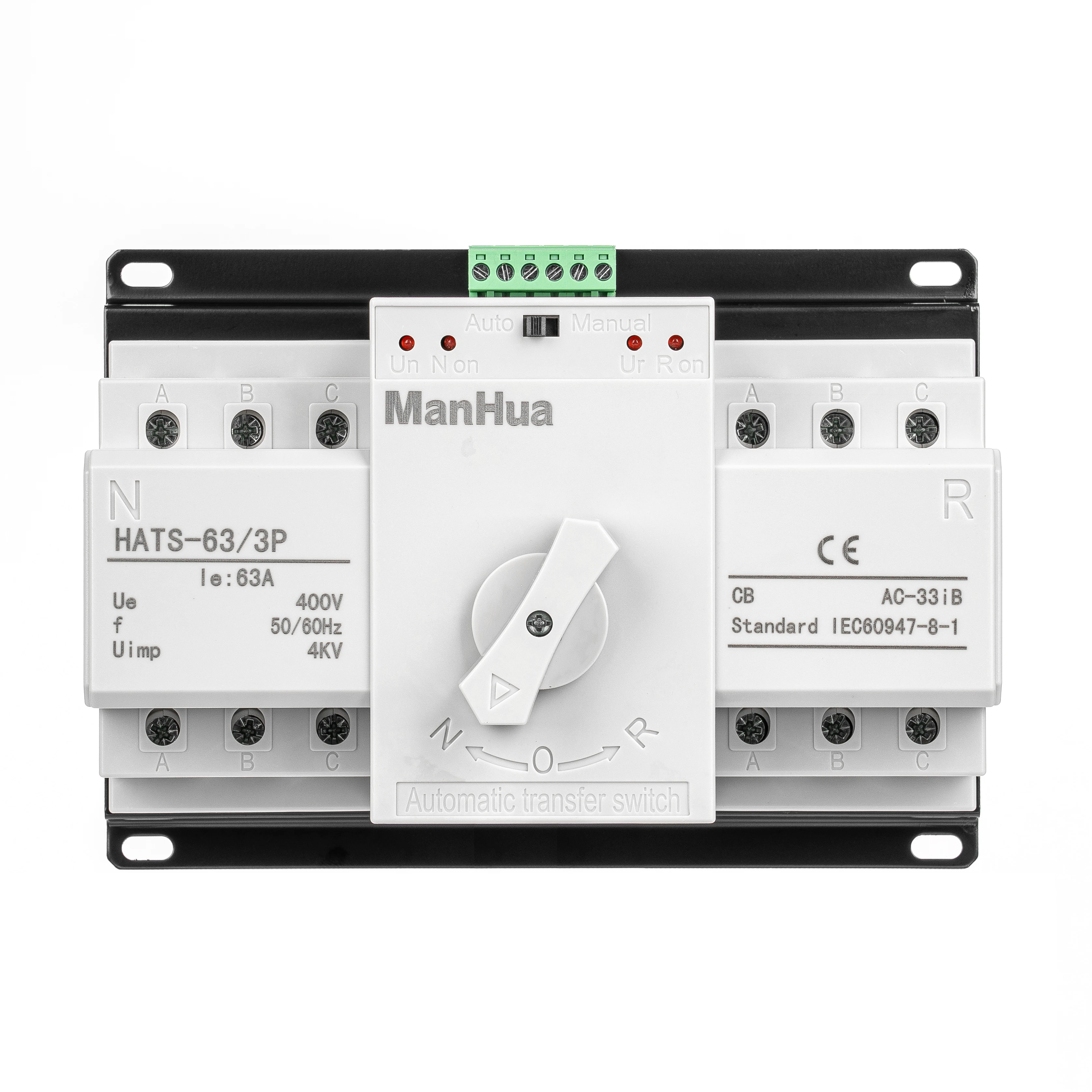 ManHua HATS-63/3P 63A 230VAC Dual Power Automatic Transfer Switch CB Type Switch