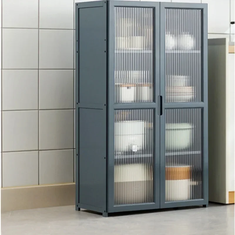 Estante de almacenamiento de bambú para cocina, gabinetes visuales transparentes, estantes de estructura sólida, suministros org