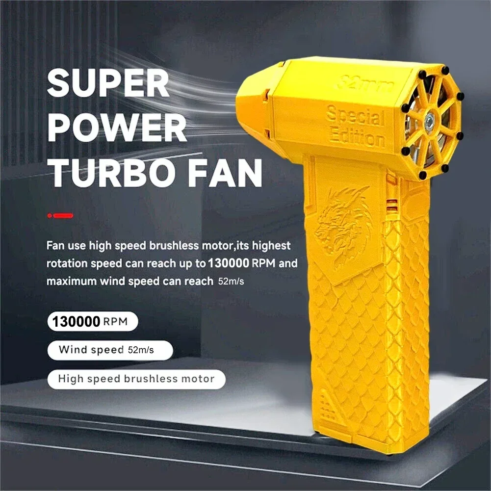 

1pc Mini Jet Blower 130000RPM Compressed Air Duster Electric Jet Fan Super Jet Fan Blower Violent Fan Gold Dragon Design Blower