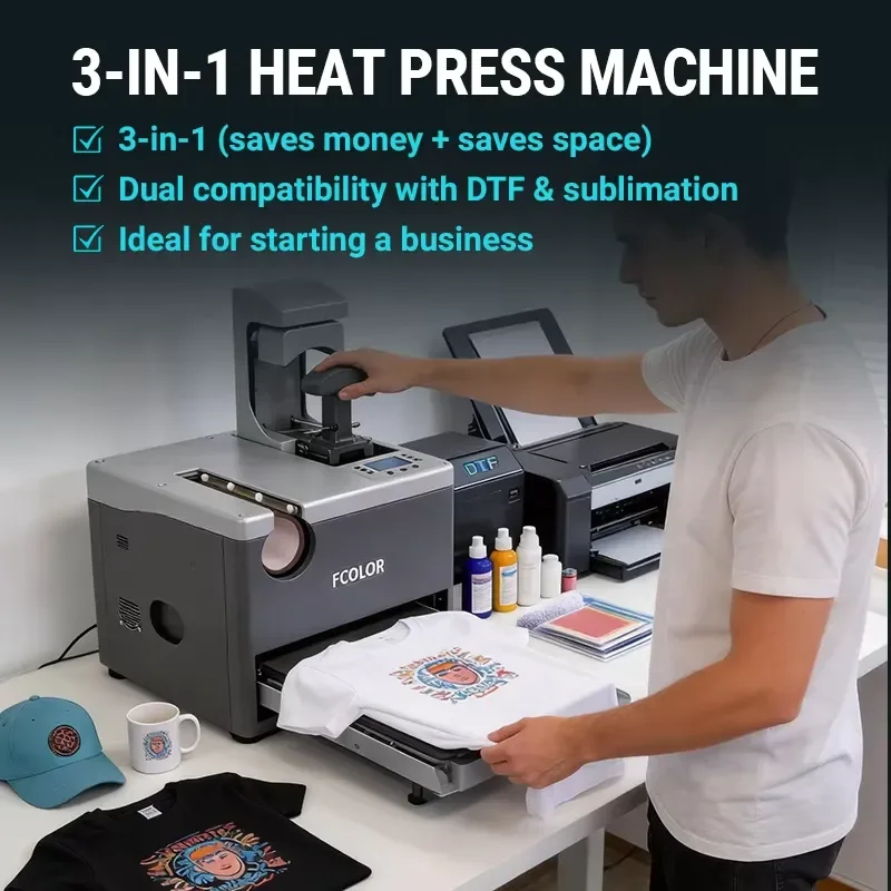 New hot press solution: Automatic DTF film hot press for cup and cap sublimation and textile transfer