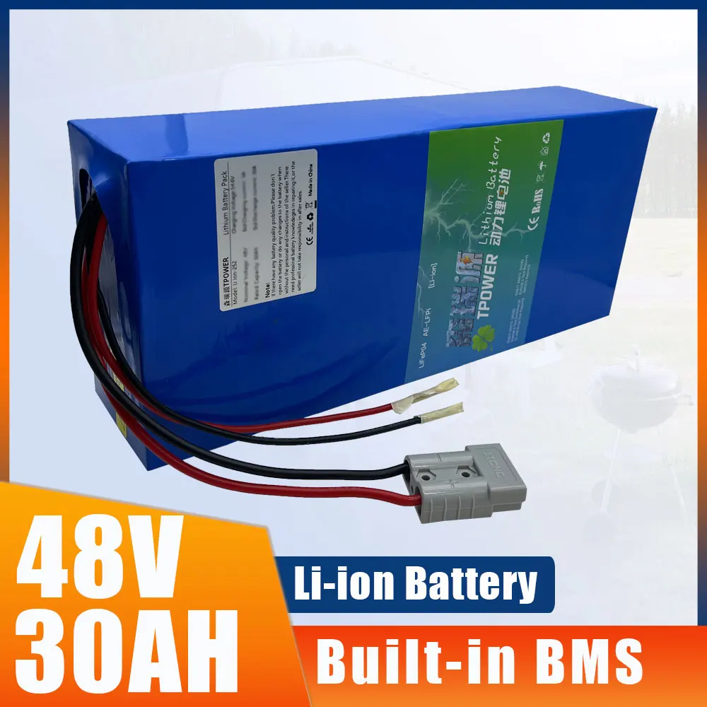 48V 30AH Li-ion With 50A BMS 2400W Bicycle UVAs Fishing Boat  Electric Scooter Ebike Tricycle MotorCycle Lithium Polymer Battery