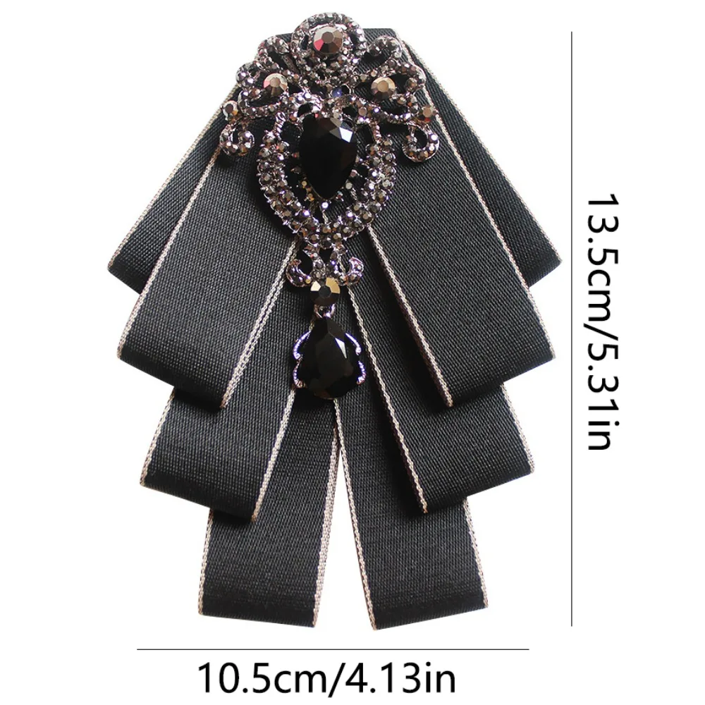 Handmade Rhinestone Bow Tie Vintage British Crystal Ribbon Bow Tie Brooch Business Neckties Suit Shirt Collar Flowers