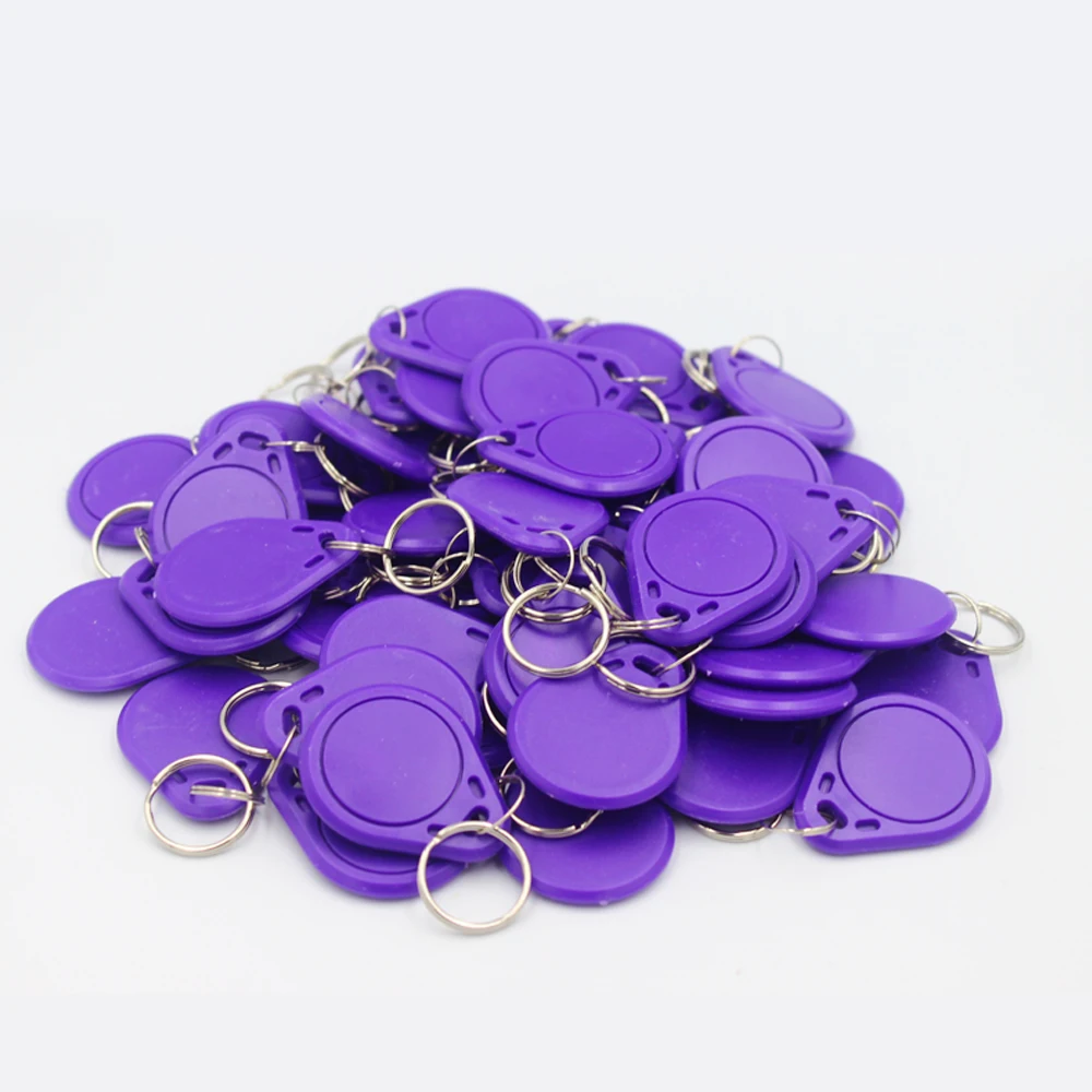 100pcs 13.56MHz IC M1 Keyfobs Tags Access Control RFID Key Finder Card Token Attendance Management Keychain