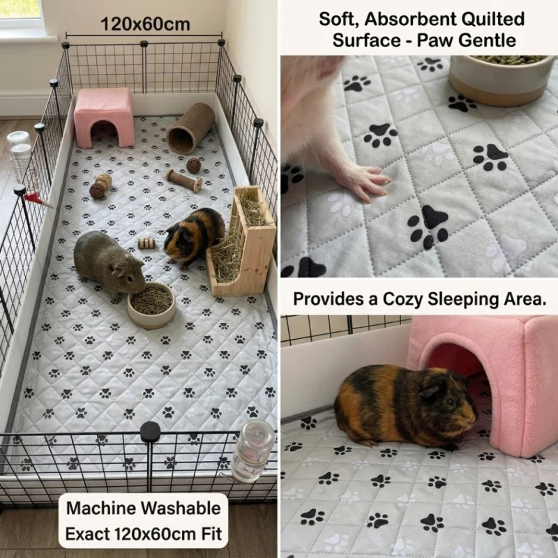 Small Pet Cage Pad, Washable Guinea Pig Pad, Reusable Guinea Pig Bedding Absorbent Pad, Suitable for Small Animals Such as Rabbi
