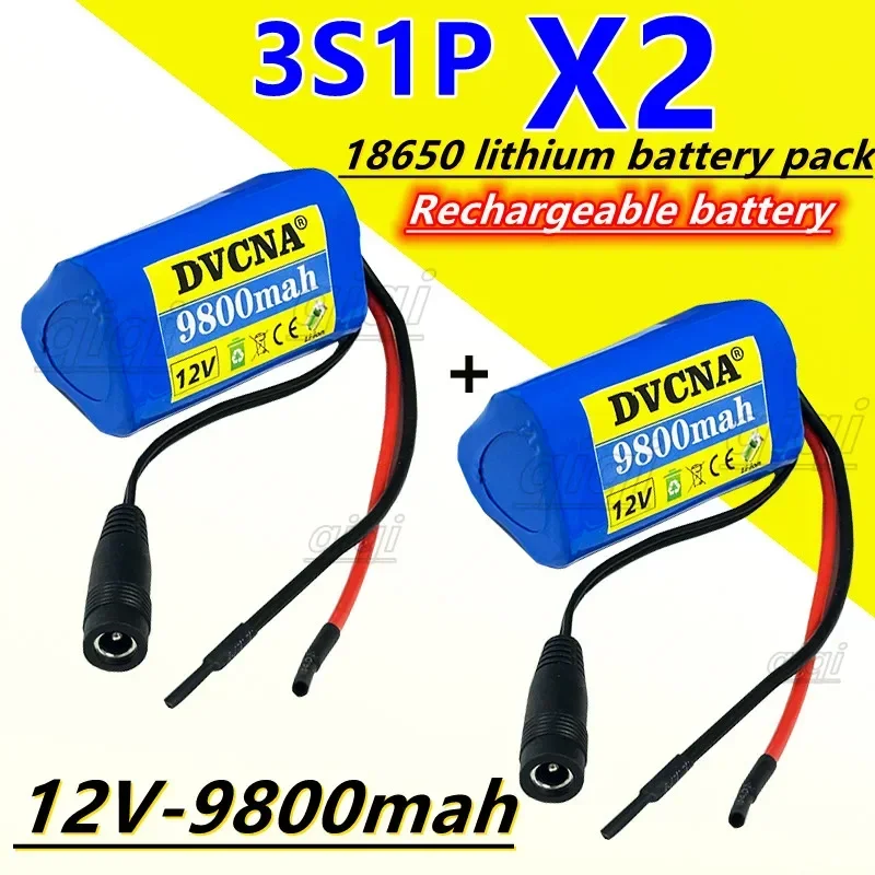 

DVCNA 12V9800mAh 3S1P Rechargeable Lithium Battery 18650 Battery Pack with Protective Charging Board.