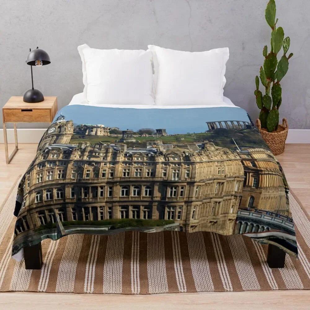 The Balmoral Hotel from the Castle Throw Blanket Weighted decorative Blankets