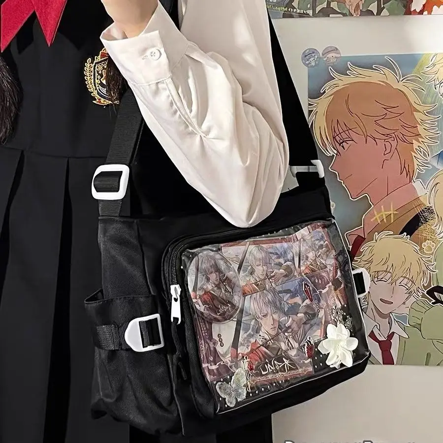 الحرم الجامعي تنوعا بسيط بلون الكتف Crossbody حقيبة ساعي البريد للفتيات Ulzzang Diy Ita حقيبة JK موحدة Y2K دمى حقيبة