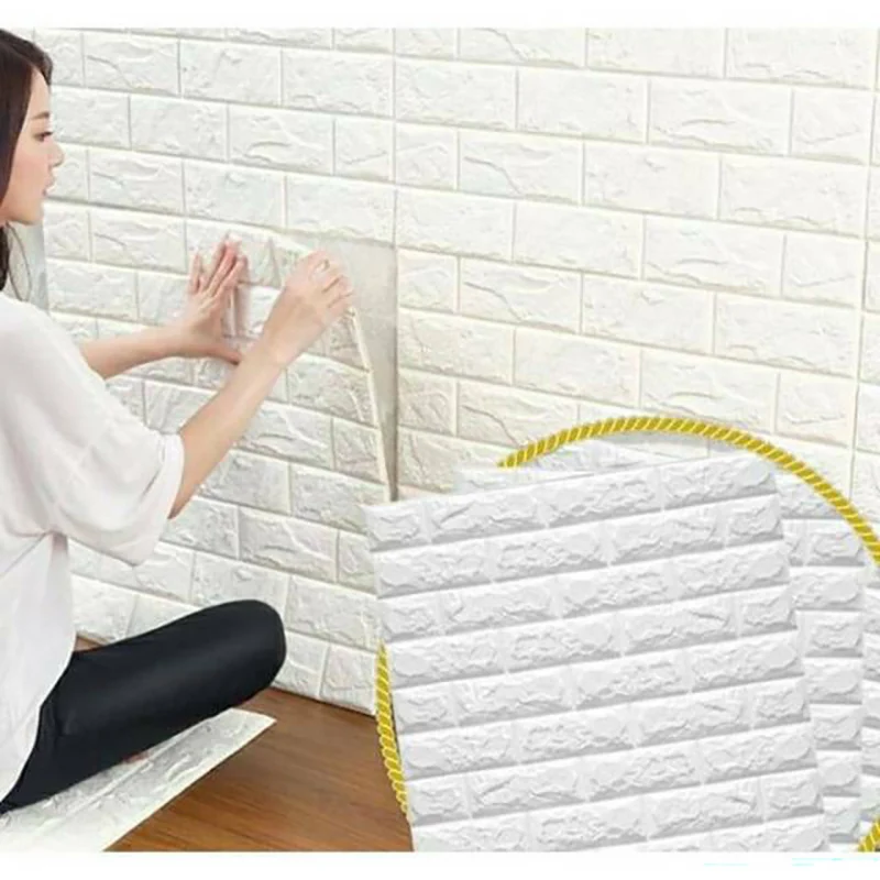 70cm * 100cm 3D wzór cegły piankowej DIY wodoodporne naklejki ścienne Home Decor wodoodporna samoprzylepna tapeta do salonu