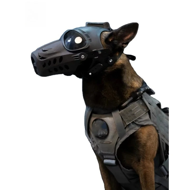 Fire Rescue Dog Helmet with 4G Wireless Network Goggle Sunglasses Outdoor Working Explosion-Proof Attendance System for Canines