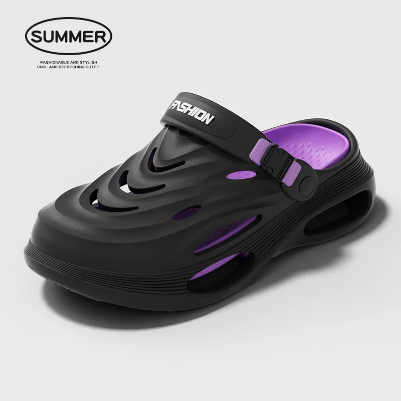 

Casual sandals men's shoes summer outer wear thick-soled one-word drag outdoor beach shoes bag head drag home cool slippers men