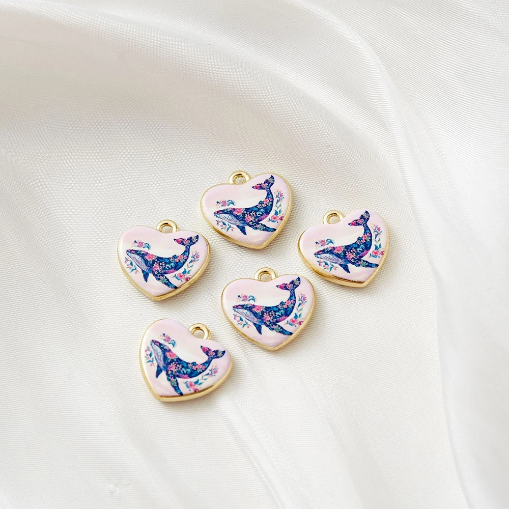 30pcs Mix Color Alloy Painted double-sided Whale Mushroom Pendant Charms For Jewelry Making DIY Necklace Bracelet Accessories