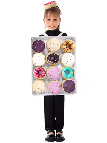 New Style Food Role Cosplay doughnut Costume Outfit Funny for kid Halloween Velcro strap doughnut