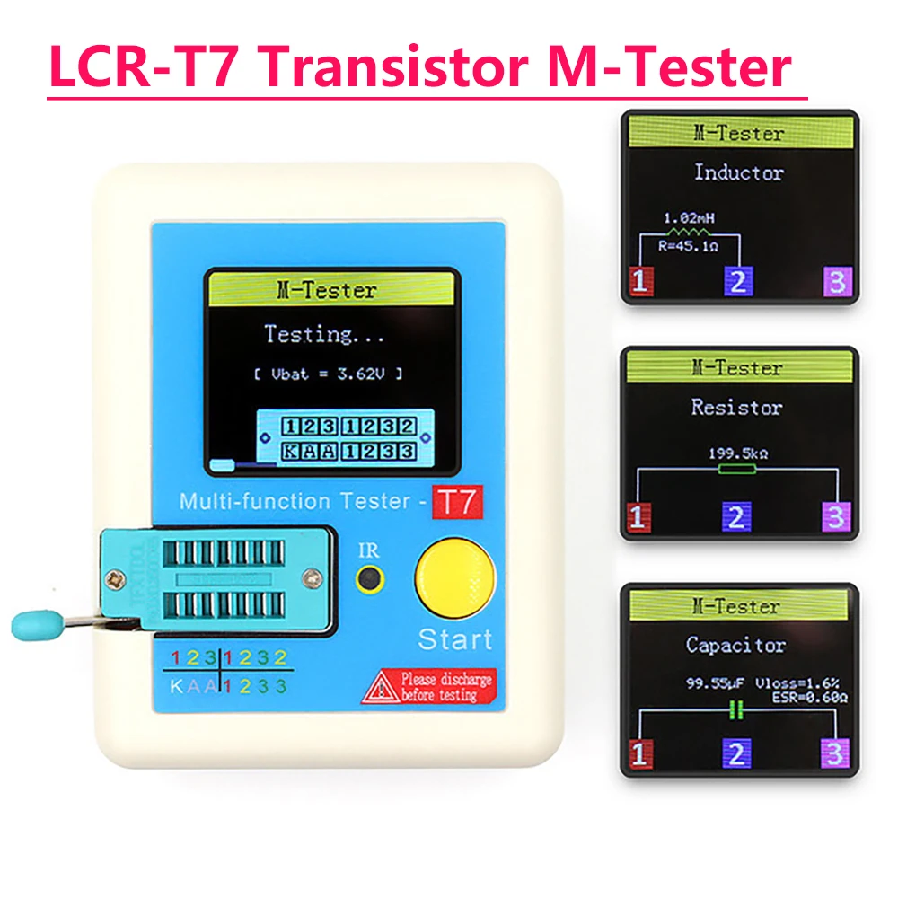 LCR-T7 Transistor Tester TFT Diode Triode Capacitance Meter LCR ESR Detector Multimeter NPN PNP MOSFET IR Multi-function Tester