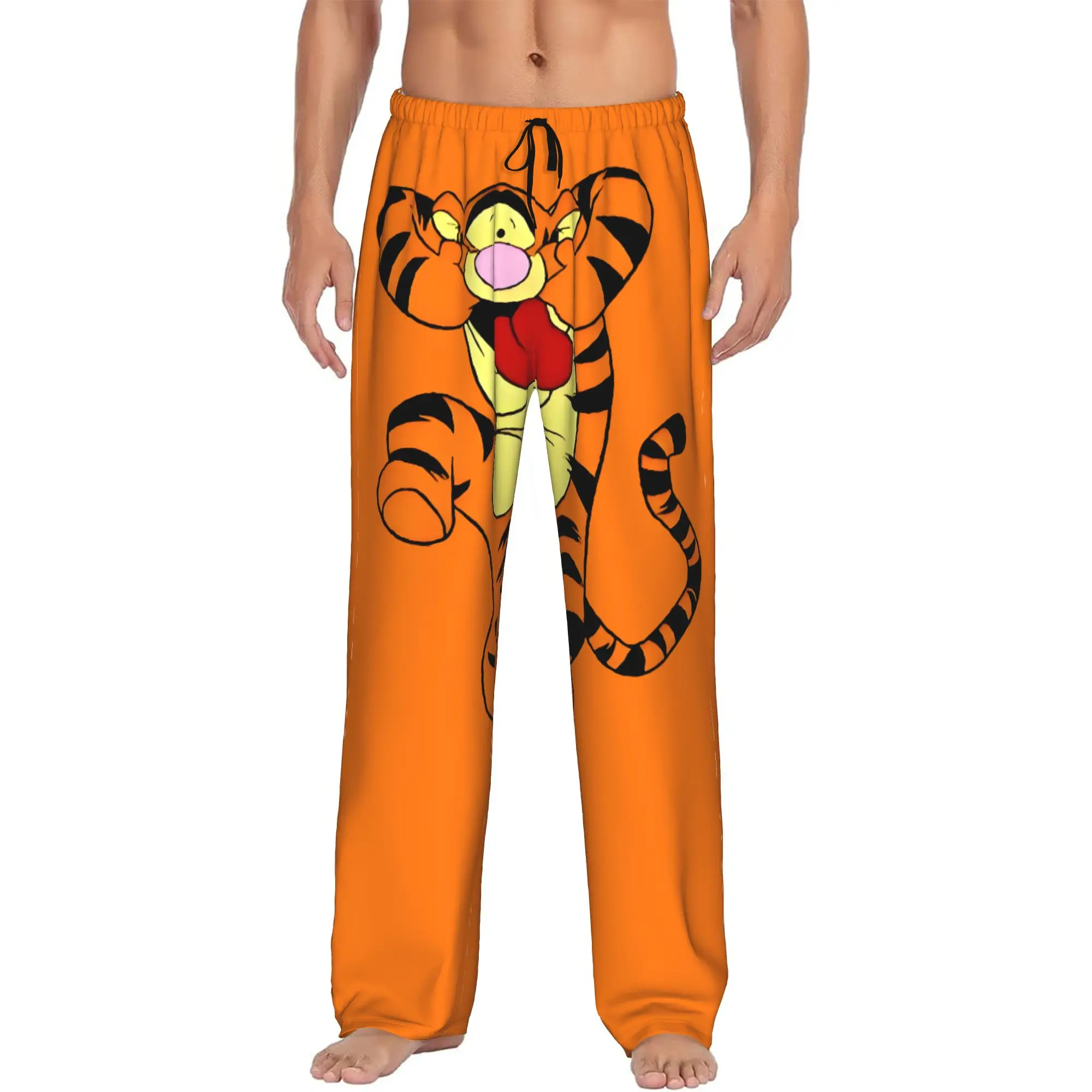 Custom My Friends Cartoon T-Tigger Pooh Pajama Pants for Men  Sleepwear Lounge Sleep Bottoms Stretch with Pockets