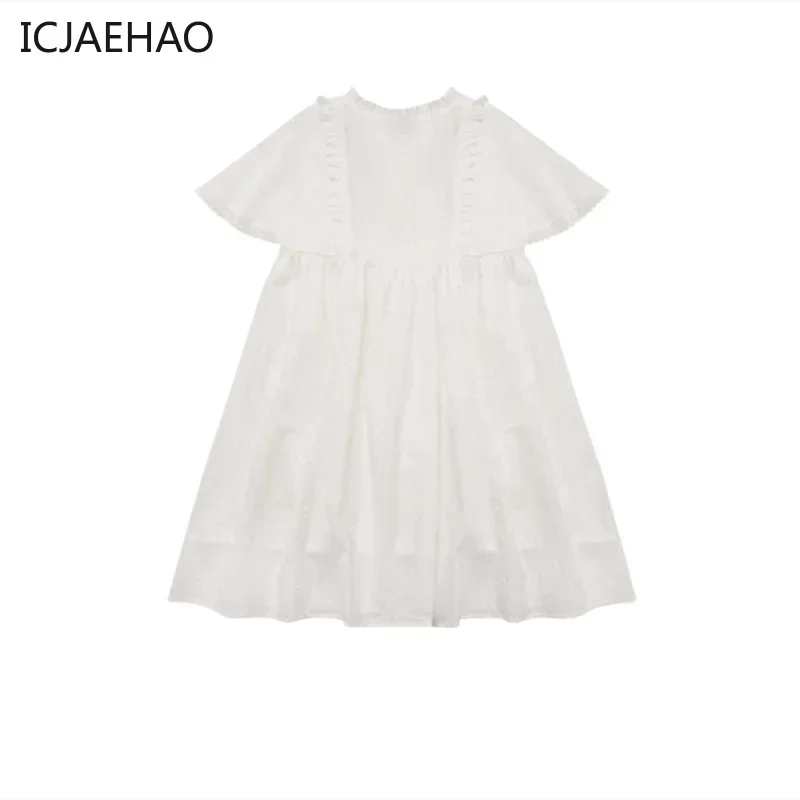 Baby Girls Princess Elegant Smocked Dresses Flower Printing Kids Solid Handmade Cotton Outfit New Summer Matching 2024