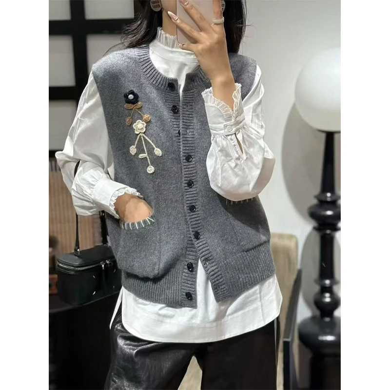 

Женский жилет из 100% чистого кашемира, новый стиль 202, уникальная и красивая верхняя одежда, многослойный толстый кардиган, вязаный свитер, жилет