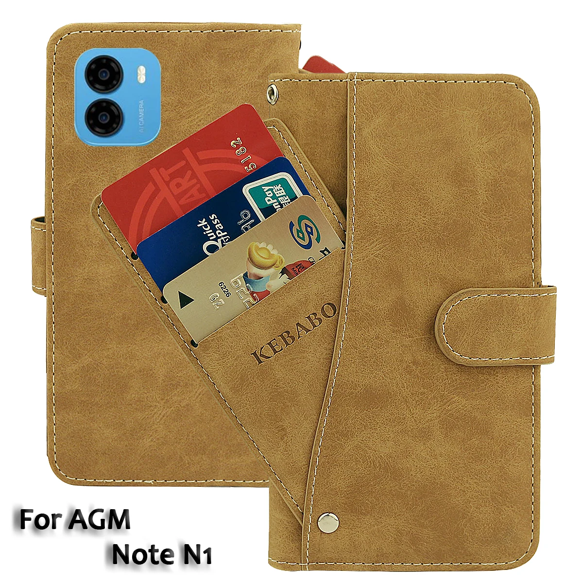 

Vintage Leather Wallet AGM Note N1 (Z1) Case 6.52" Flip Luxury Card Slots Cover Magnet Phone Protective Cases Bags