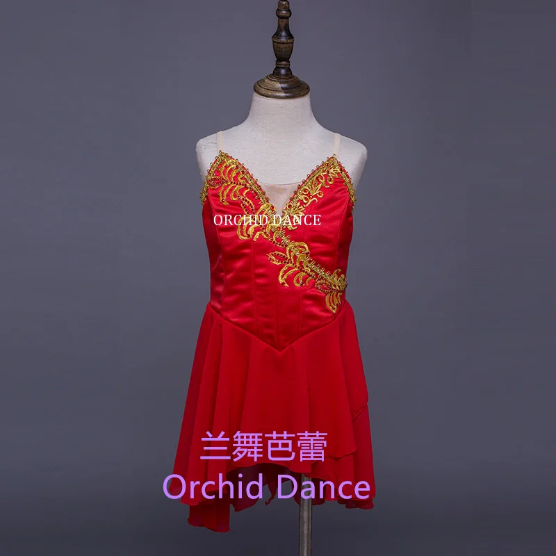 Quick Production Adult Girls Dying Stage Wear Lyrical Contemporary Red Ballet Costumes