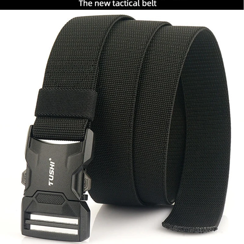 New Tactical Belt Metal Buckle Alloy Quick Release Tactical Elastic Belt Casual Tooling Training Belt Men's Waistband Hunting