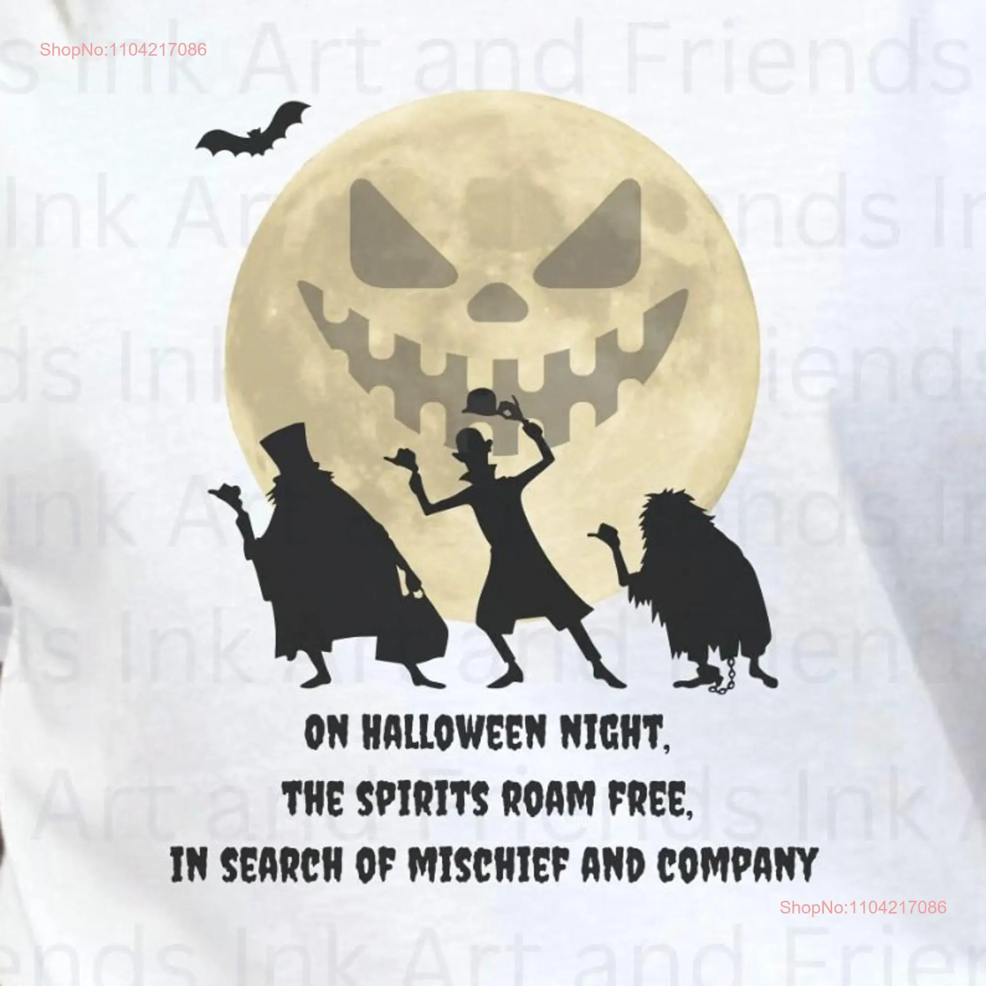 Hitchhiking Ghosts T Shirt Full Moon Bats Halloween Mischief Beware Of Night Hitchhikers long or short sleeves