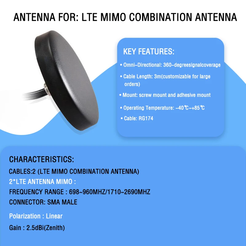4G Screw/Adhesive Mount Antenna for Verizon AT&T T-Mobile Modems Routers with SMA view 4