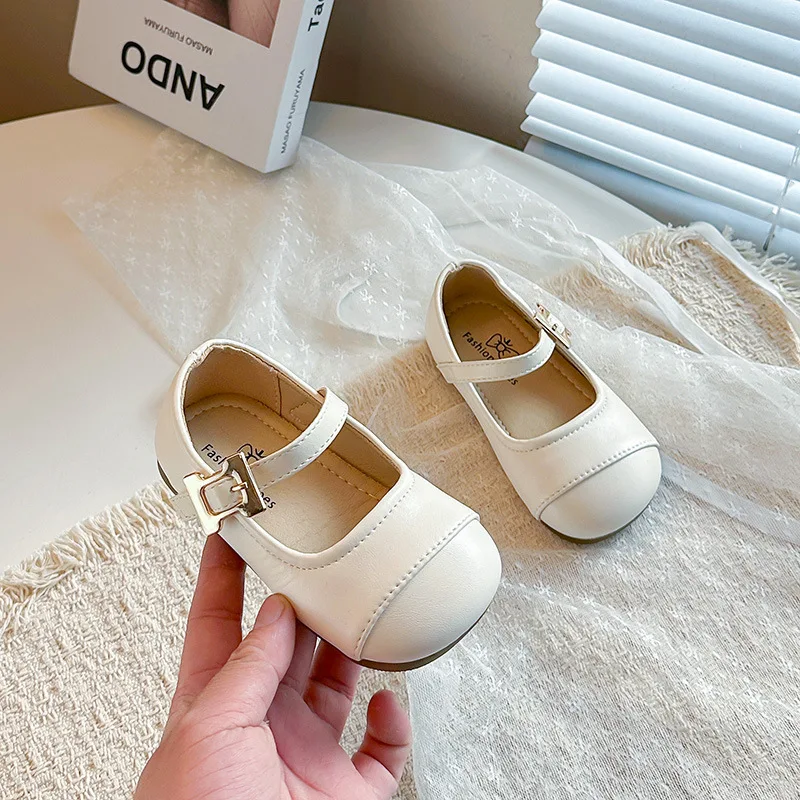 

Детские туфли-балетки «Принцесса» в корейском стиле, однотонные, 2026, абсолютно новые, кожаные, для девочек, с мягкой нескользящей подошвой