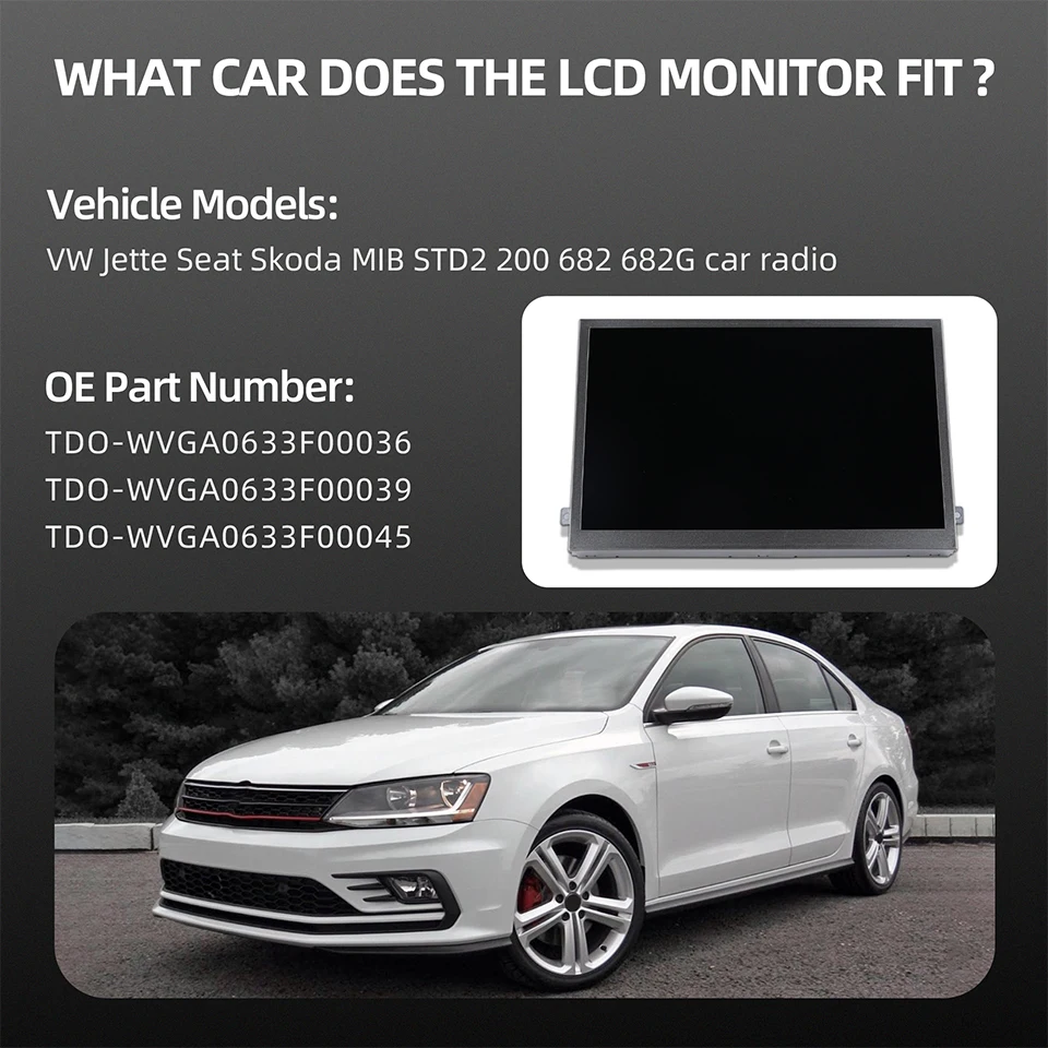 TDO-WVGA0633F00045 Ersatz-LCD-Bildschirm für VW MIB STD2 Discovery 6,5 Zoll 6,33 Zoll Für VW MIB200 682 684 680 Zentralsteuerung – Detail 1