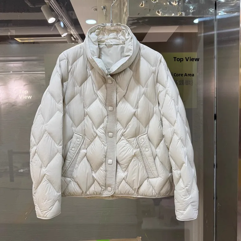 

Легкое модное зимнее пальто Jaet 2025 с воротником-стойкой и одной пуговицей, стеганое женское пальто с ромбовидным узором