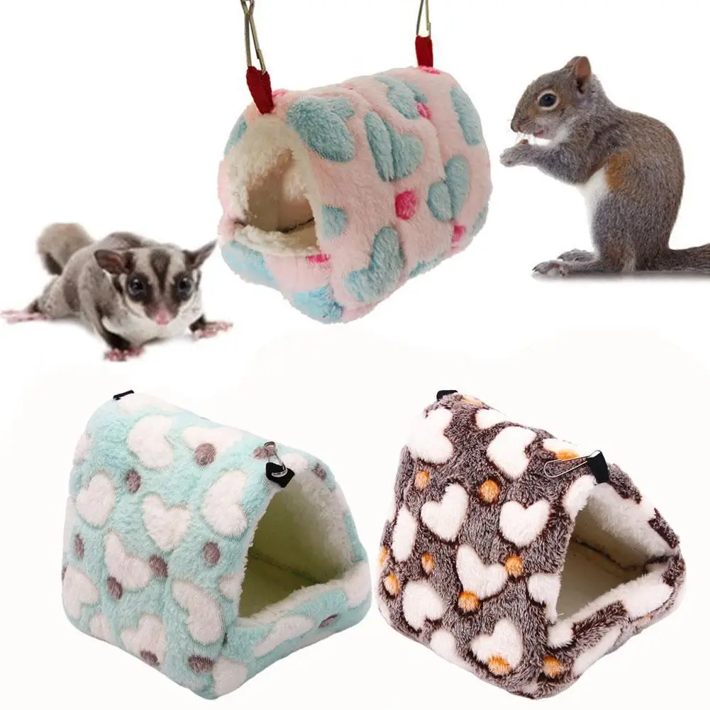 Hanging Tree Small Pet Bed For Pet Hamster Guinea Pig Sugar Sleeping Plush Nest Warm Flannel Bread Shaped Bag