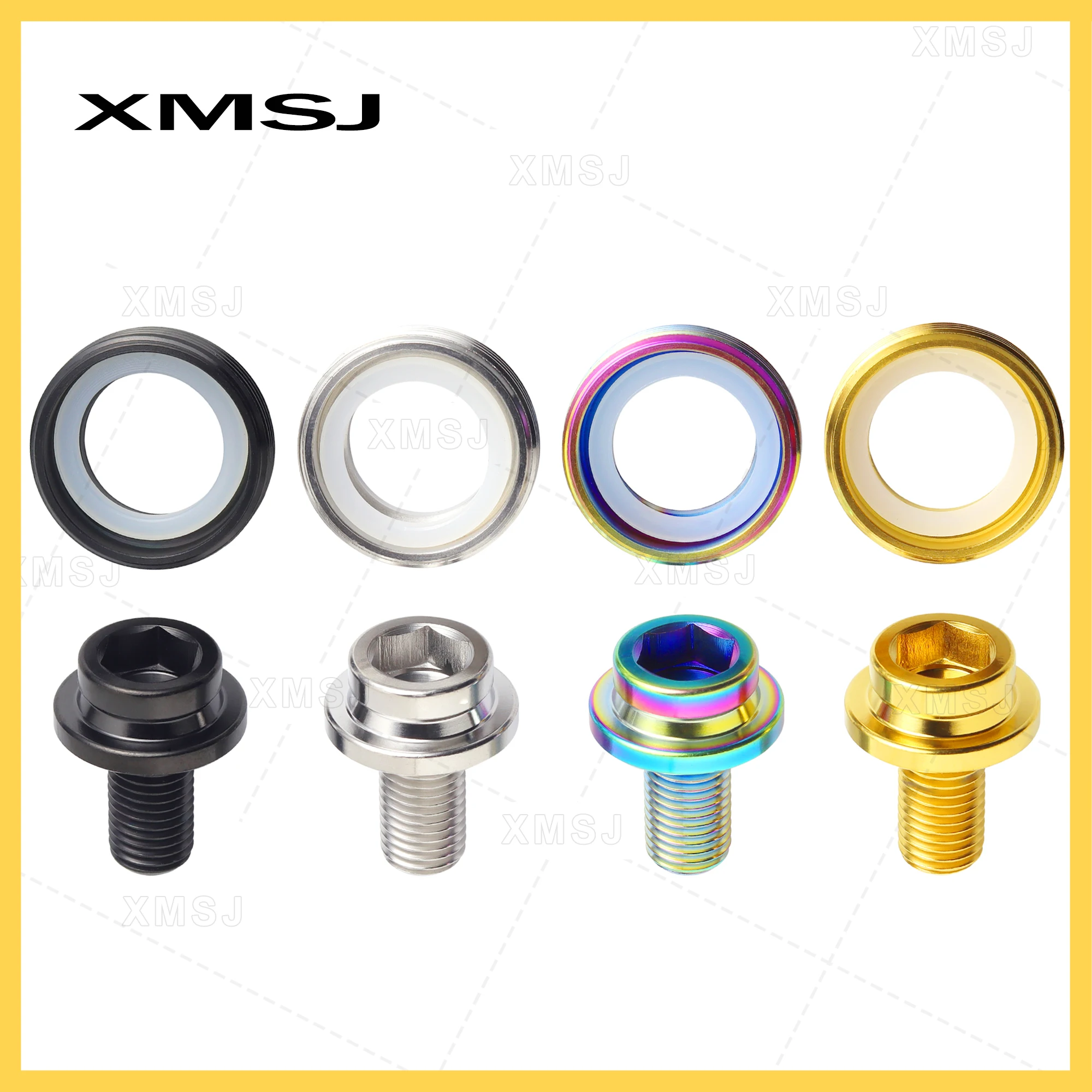 XMSJ   Bike Bottom Bracket Axle Crank Screw Fixing Crank Set Titanium Bolts M8x15mm Square Bicycles Crank Nut Whit Dust Cap