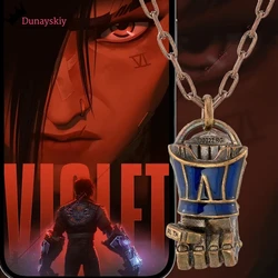 LOL League of Legends 2 Arcane Vi Cosplay Costume Necklace Bronze Silver Material Accessory Ornament Unisex Outfit Necklace