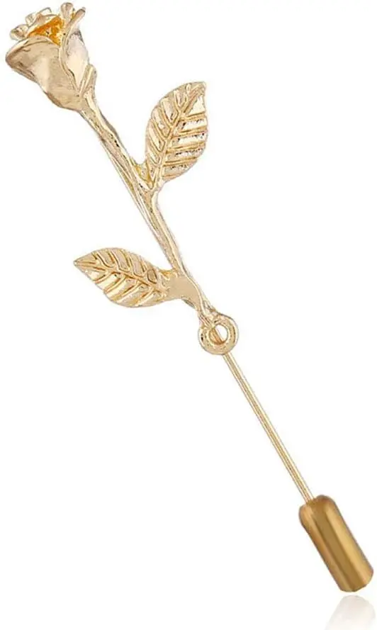 

Elegant Men's Rose Floral Lapel Brooch Pin for Suit Tuxedo Corsage Accessory Gold